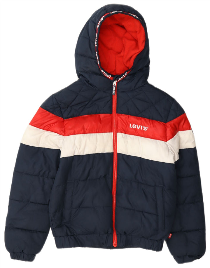 Levi's Boys grafisk polstret hættejakke 11-12 år marineblå farveblok
