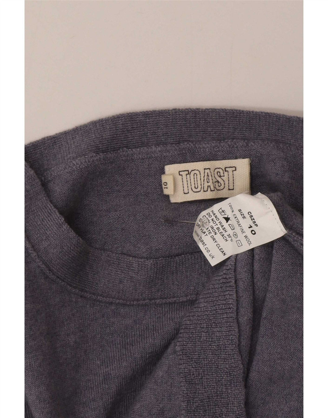 Toast Dame Boat Neck Jumper Sweater UK 10 Small Blue Wool