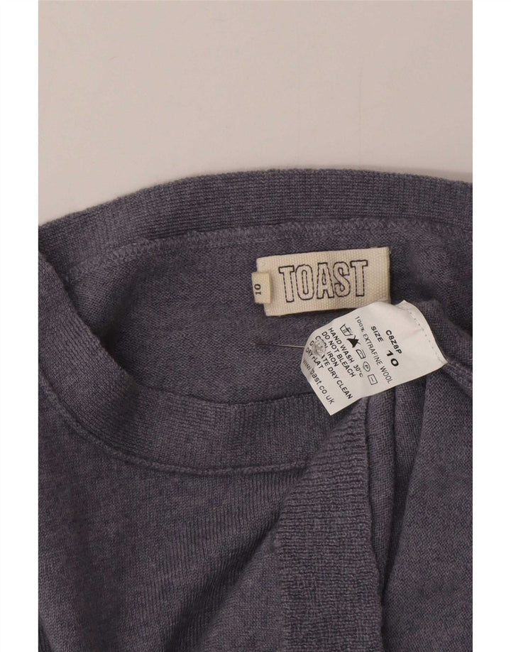 Toast Dame Boat Neck Jumper Sweater UK 10 Small Blue Wool