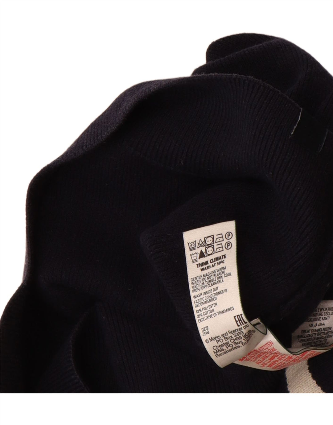Marks & Spencer Herre Zip Neck Jumper Sweater Stor Marineblå Stribet