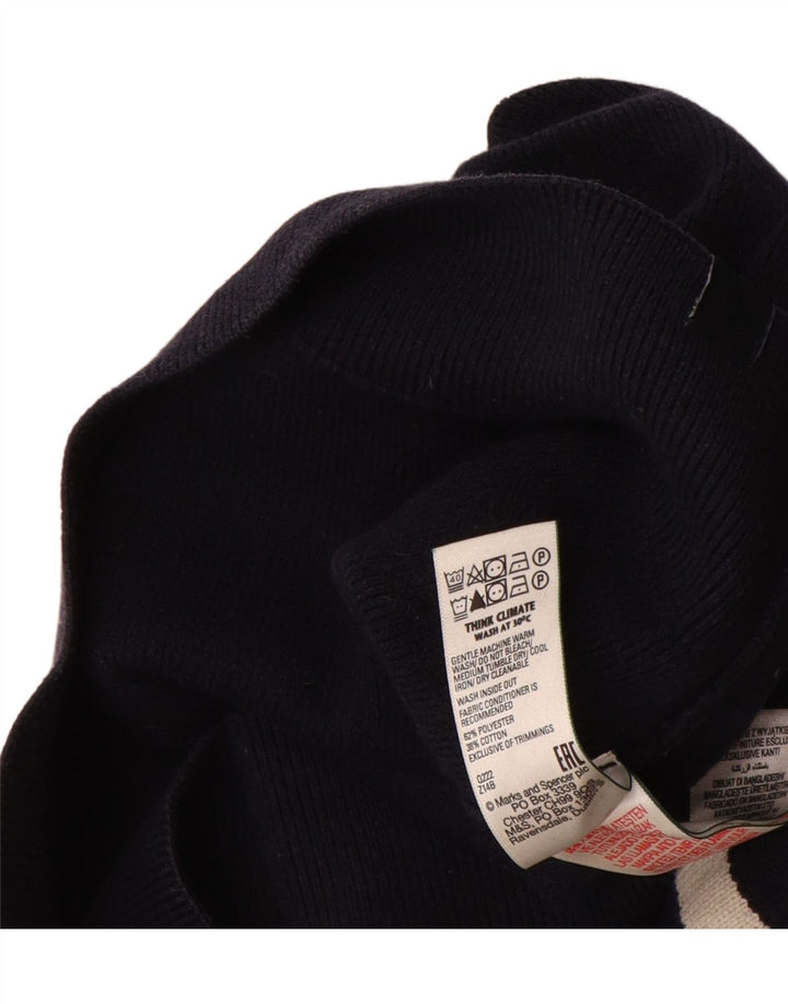 Marks & Spencer Herre Zip Neck Jumper Sweater Stor Marineblå Stribet