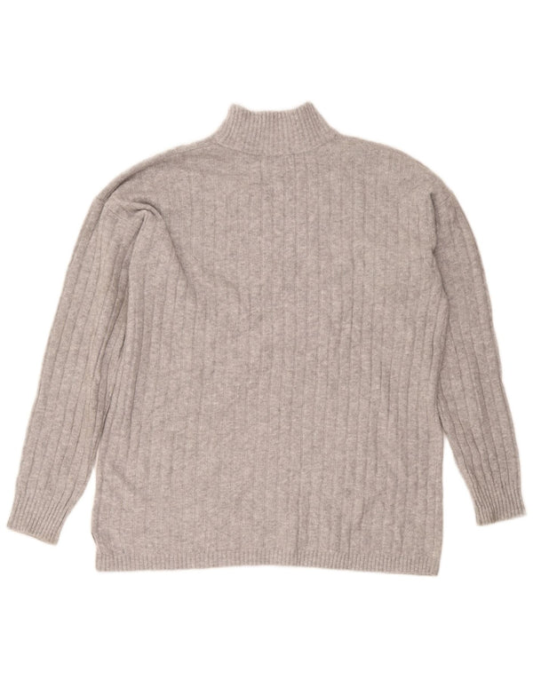 Eddie Bauer Dame Høj Turtle Neck Jumper Sweater UK 14 Medium Grey