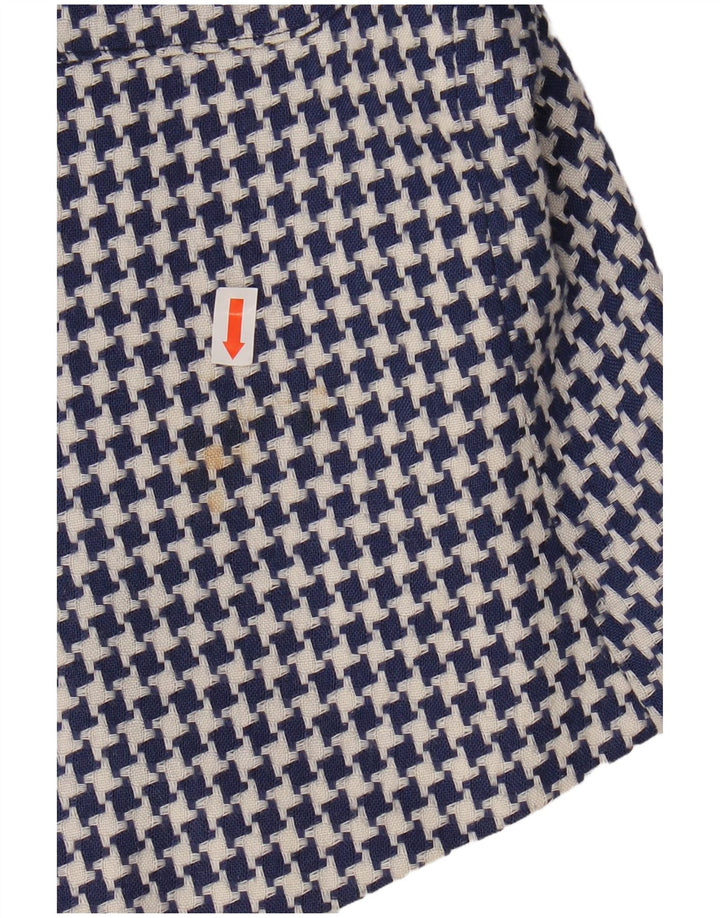NORTON MCNAUGHTON Womens Crop Blazer Jacket UK 14 Medium Blue Houndstooth