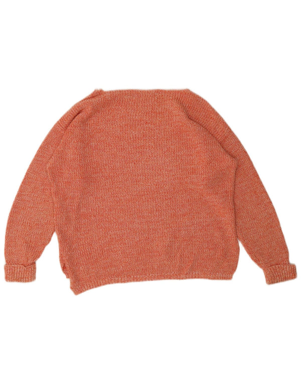 Marks & Spencer Dame Boat Neck Jumper Sweater UK 14 Medium Orange Flecked