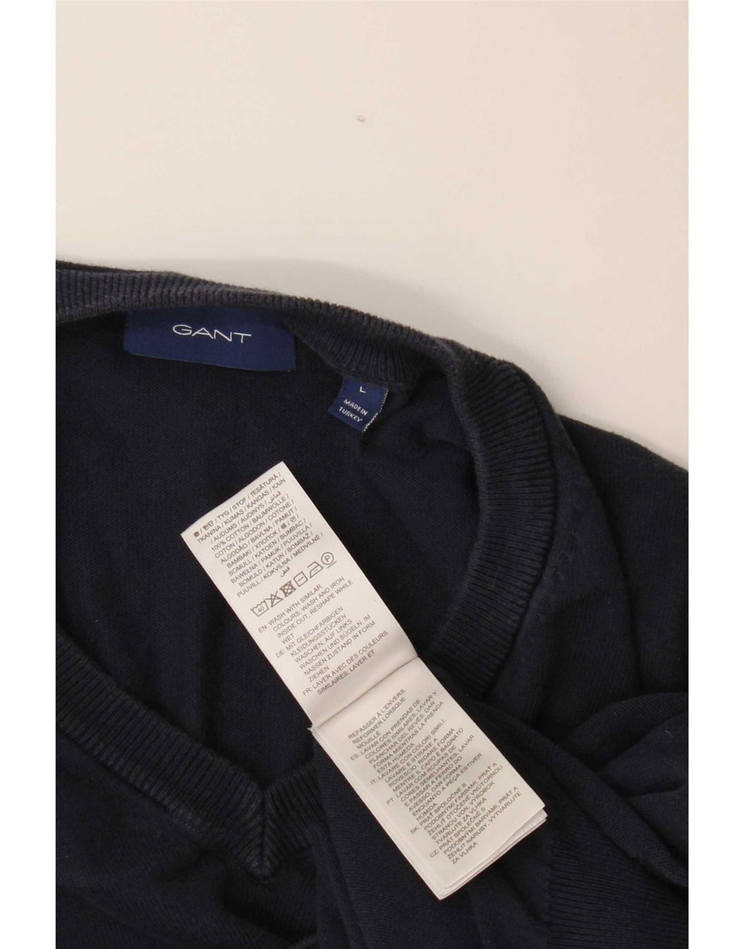 Gant Herre V-hals sweater Stor marineblå bomuld