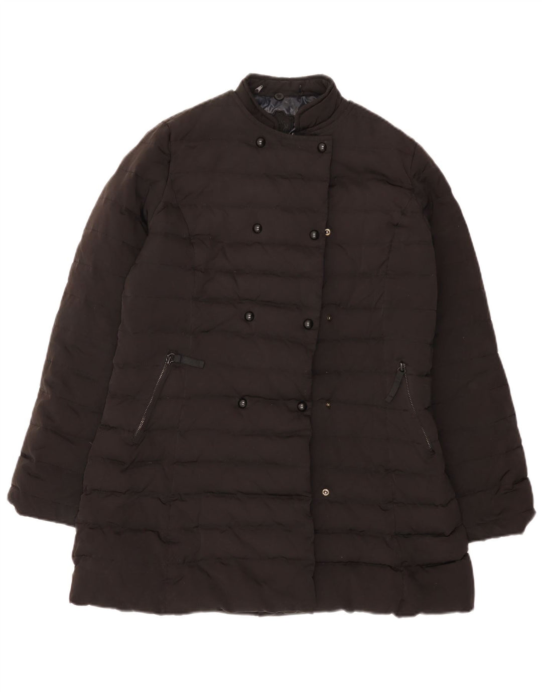 Massimo Dutti Dame Polstret Frakke UK 16 Large Black Polyester