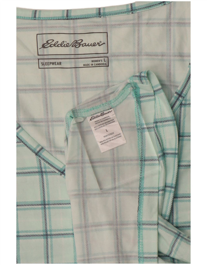 EDDIE BAUER Damevest Top UK 16 Large Blue Check Polyester