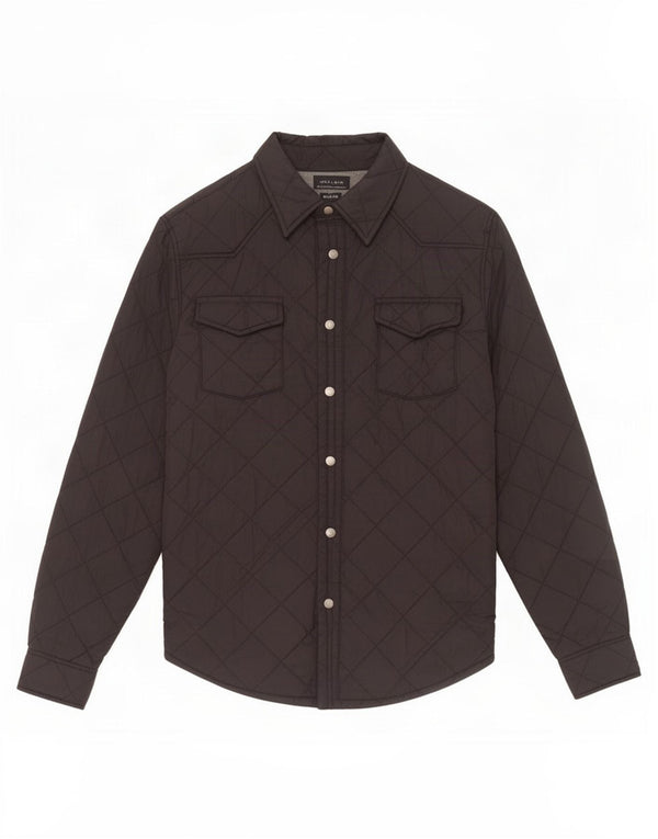 Zara Herre Slim Fit Overshirt Quiltet skjorte Medium Sort Nylon