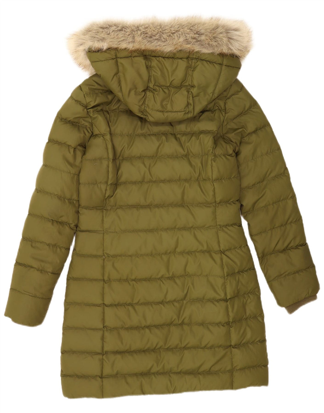 Tommy Hilfiger Dame Hætte Polstret Frakke UK 10 Lille Grøn Polyester