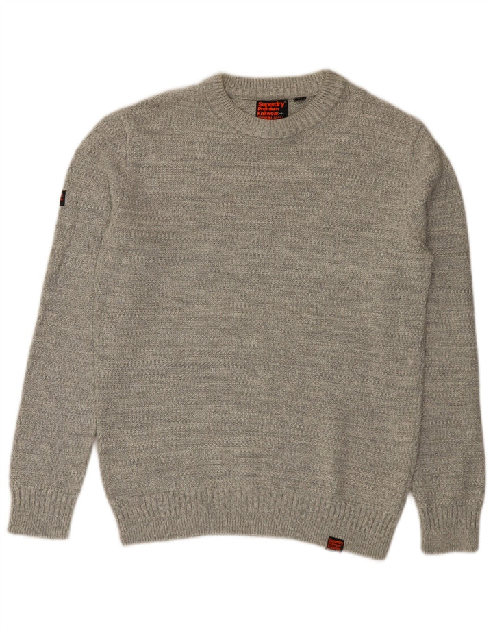 Superdry Herre sweater med rund hals, mellemgrå bomuld