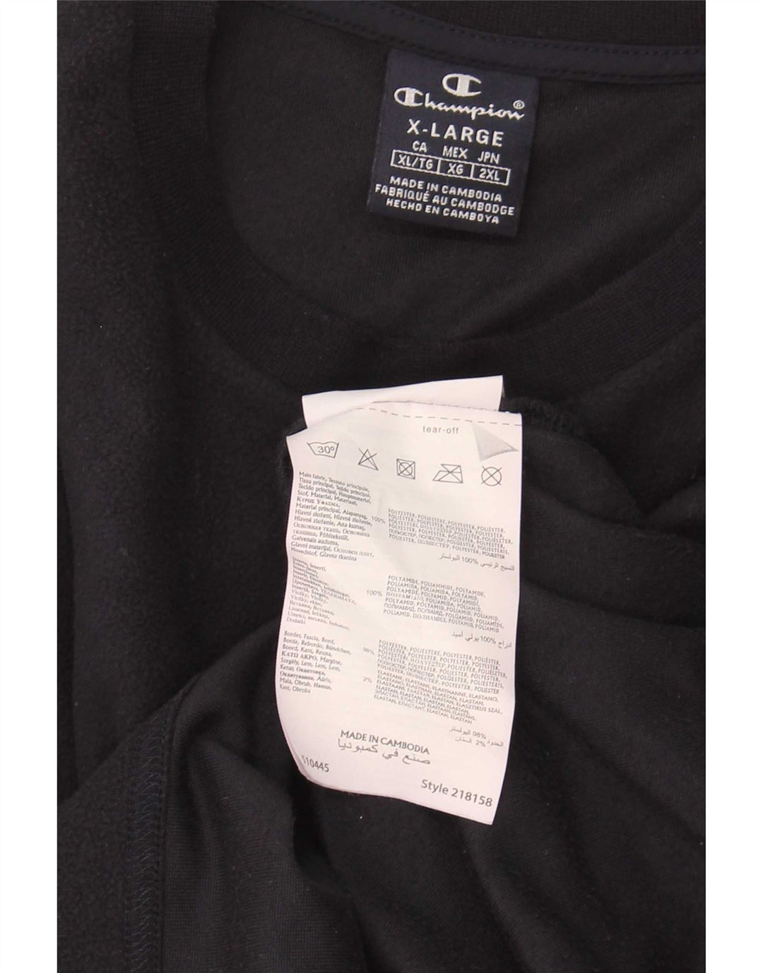 Champion Herre Graphic Fleece Jumper XL Navy Blue Colourblock Polyester