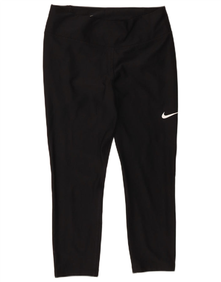 NIKE Dame Dri Fit Capri Leggings UK 12 Medium Black Polyester