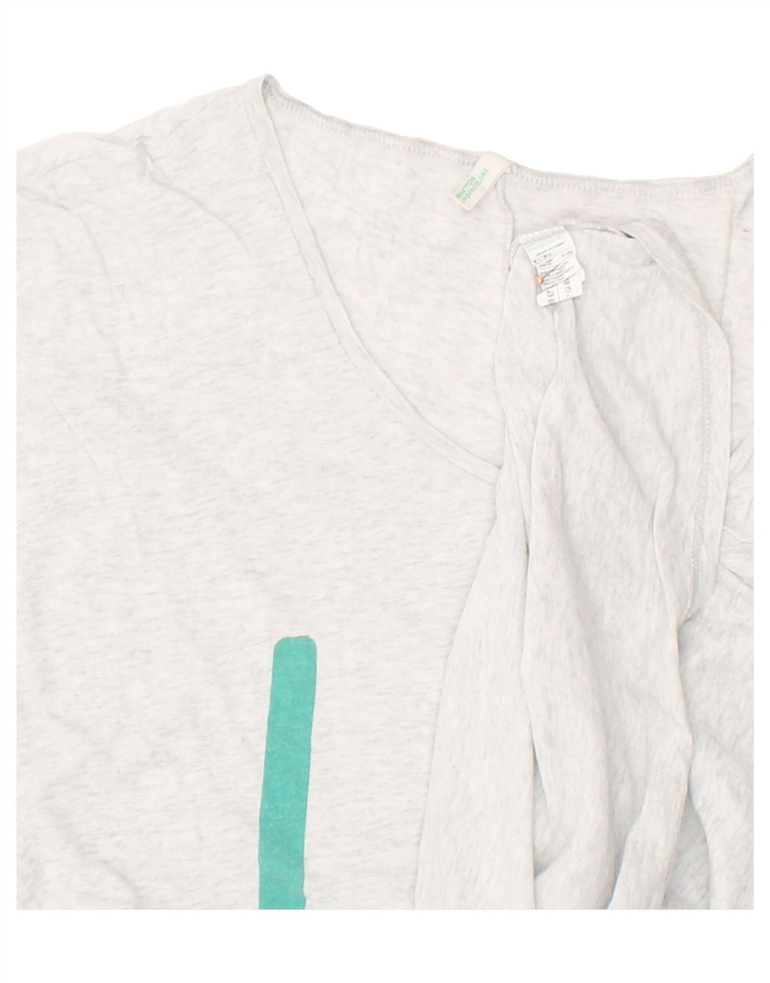 BENETTON Womens Graphic T-Shirt Top UK 14 Medium Grey Cotton Vintage Benetton and Second-Hand Benetton from Messina Hembry 