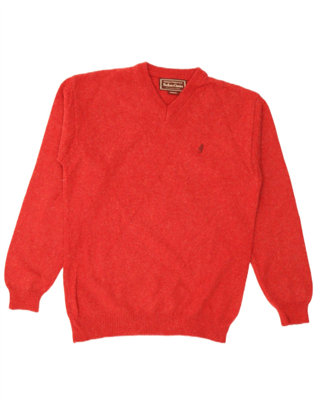 Marlboro Classics Herre V-hals sweater Medium Rød Uld
