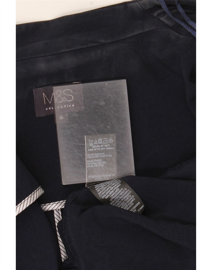 Marks & Spencer Womens Open Blazer Jacket UK 16 Large Navy Blue Polyester