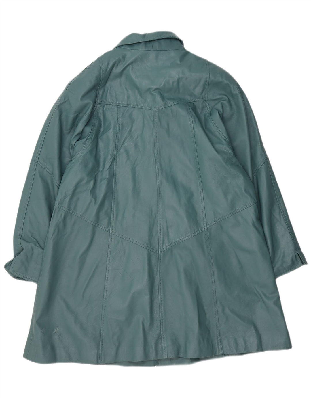 Via Appia Dame Oversized Læderfrakke UK 14 Medium Blue Læder