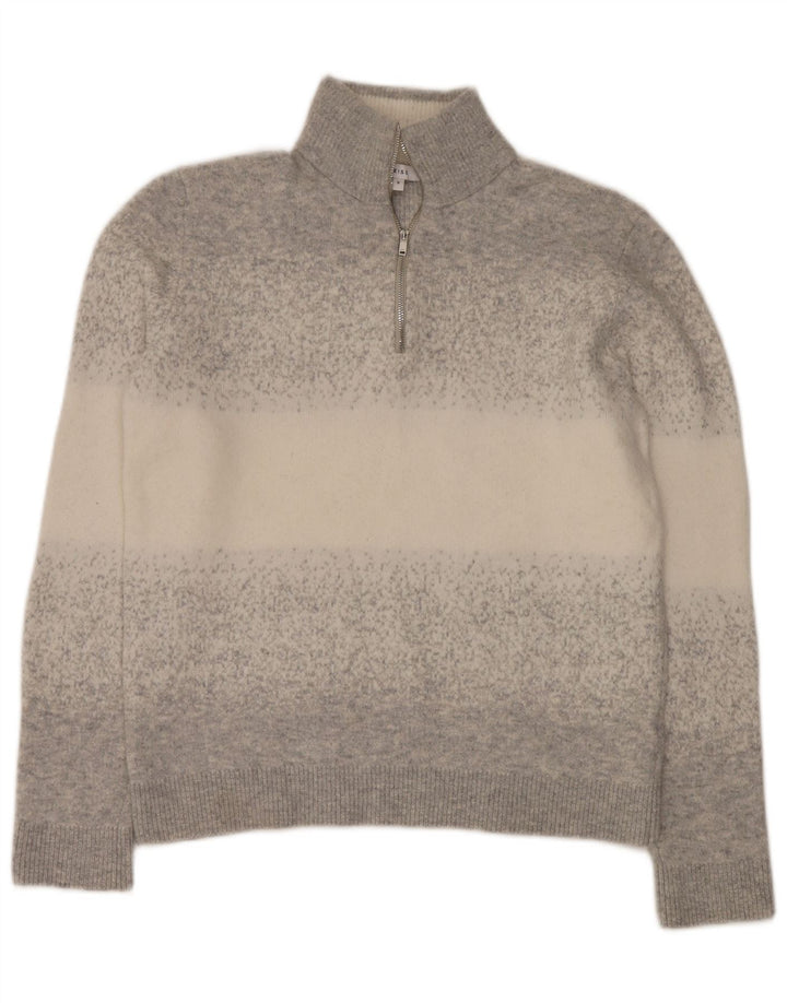 Reiss Herre Zip Neck Jumper Sweater Small Grå Flecked Polyamid