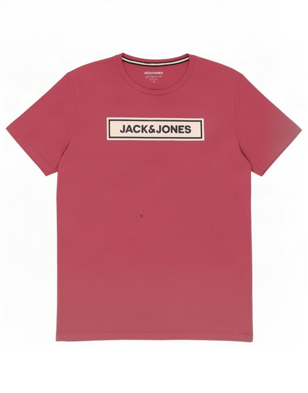 Jack & Jones Herre grafisk T-shirt Top XL Pink Bomuld