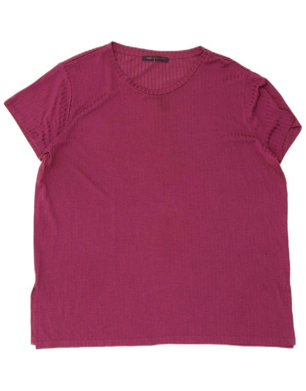Marks & Spencer T-shirt top til kvinder UK 18 XL Lilla nålestribet viskose