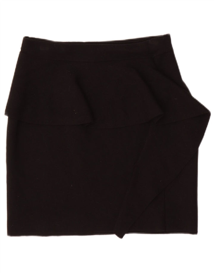 Zara Dame Peplum Mini Nederdel Medium W28 Sort Viscose