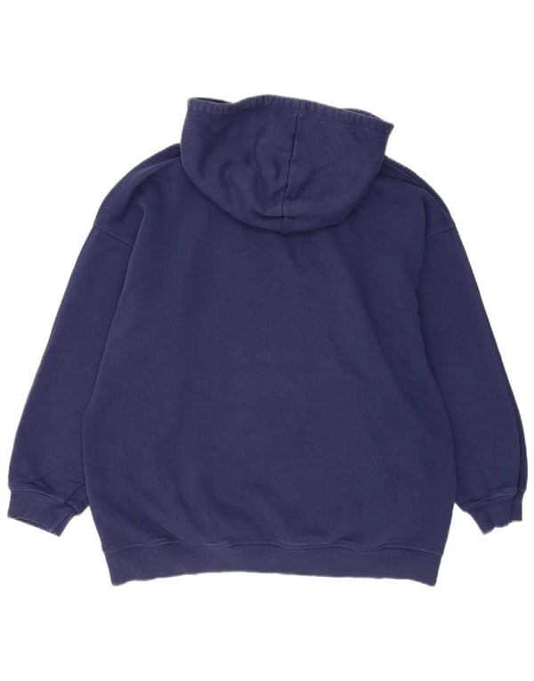 Zara Dame Oversized Hoodie Jumper UK 10 Small Navy Blue Bomuld