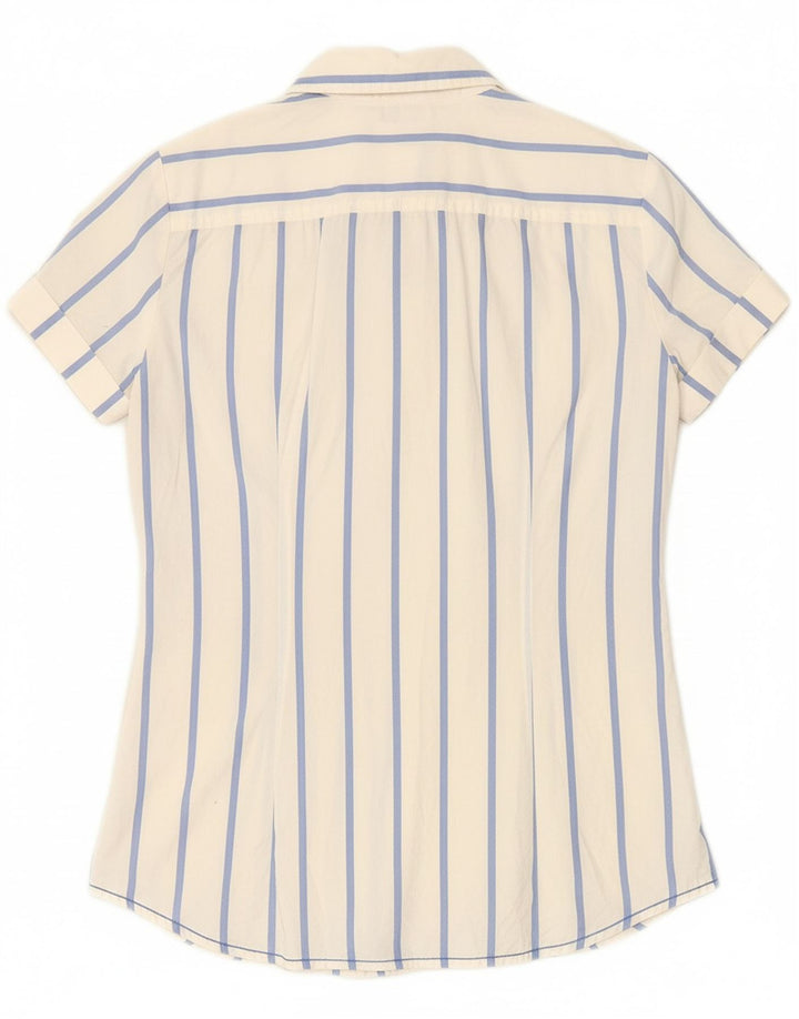 TOMMY HILFIGER Womens Short Sleeve Shirt US 6 Medium White Striped