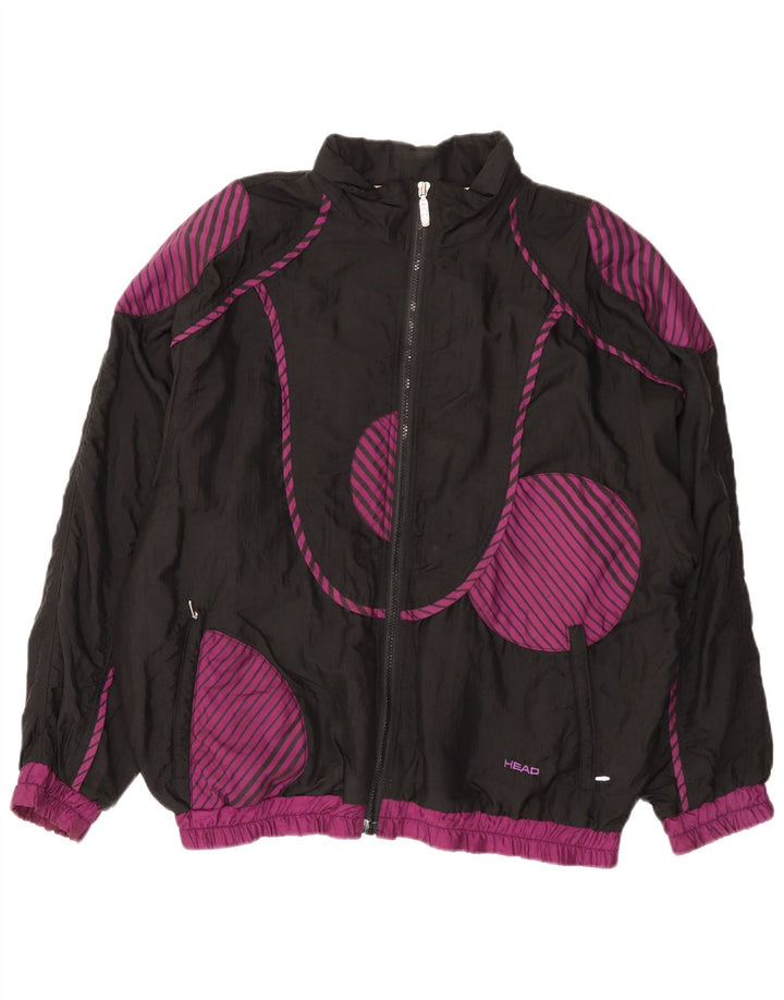 HEAD Womens Oversized træningsdragt Topjakke UK 18 XL Sort Geometrisk