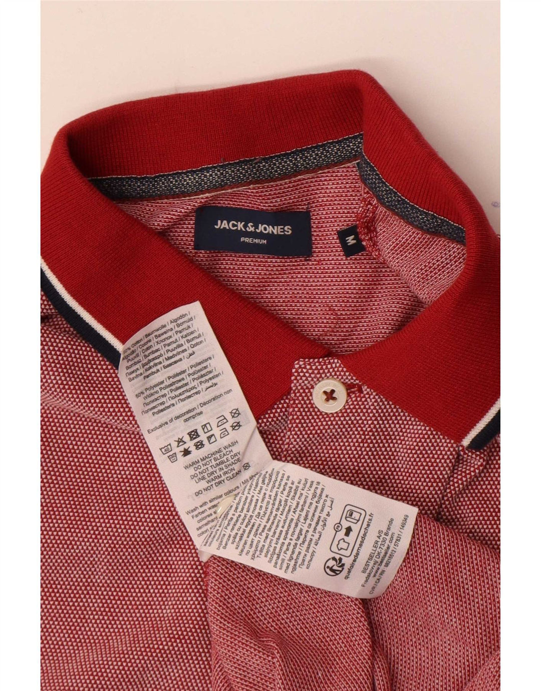 Jack & Jones herre poloshirt Medium rød plettet bomuld