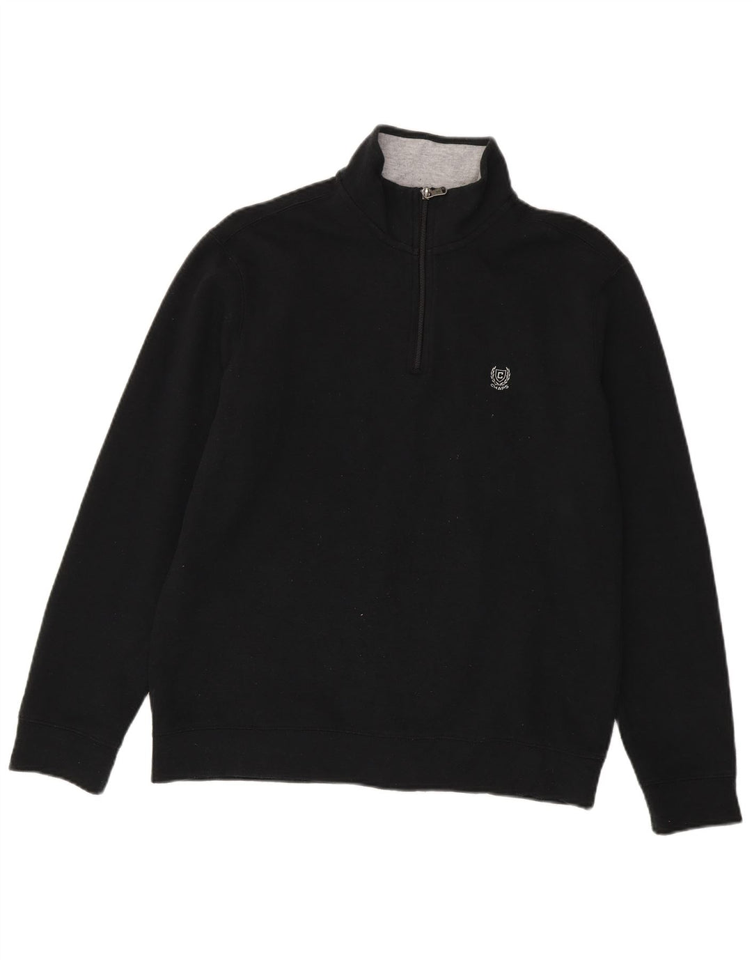 Chaps Dame Zip Neck Sweatshirt Jumper UK 16 Large Black Bomuld