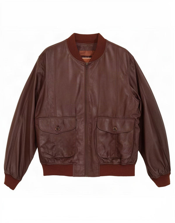 Vintage Mens Leather Jacket IT 52 XL Brown