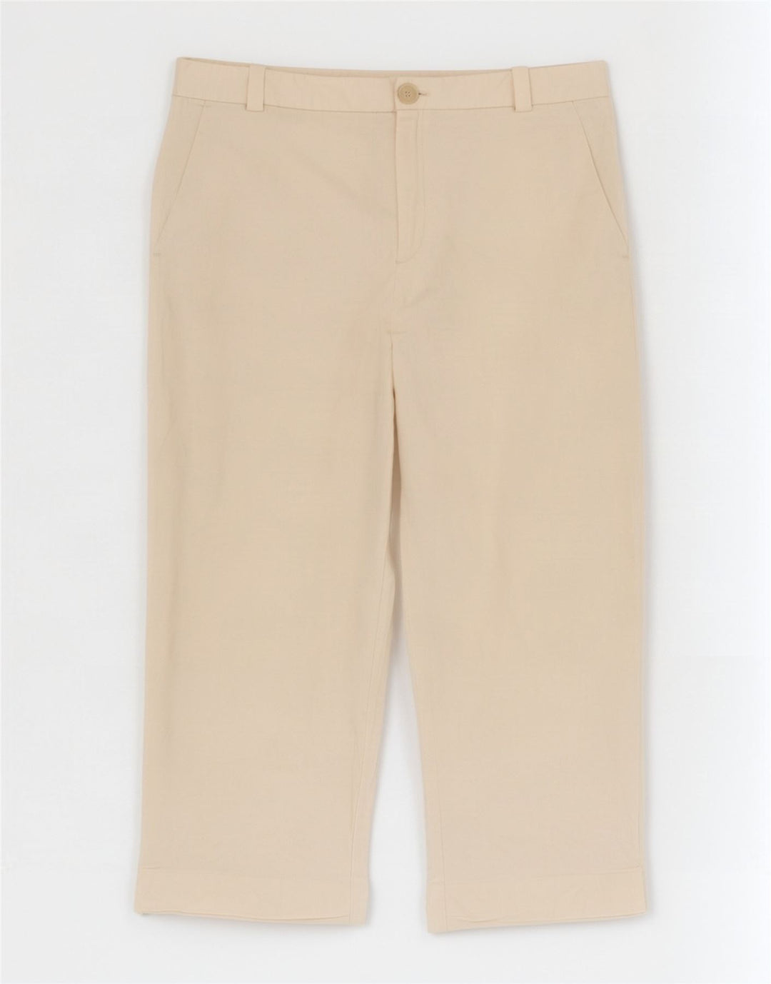 Zara Womens Cropped Trousers XL W32 L24 Off White Lyocell
