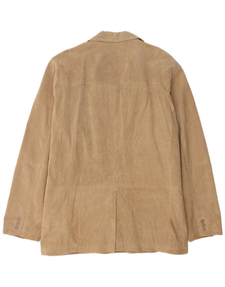 Vintage herre 2 knap ruskind blazer jakke UK 46 3XL beige læder