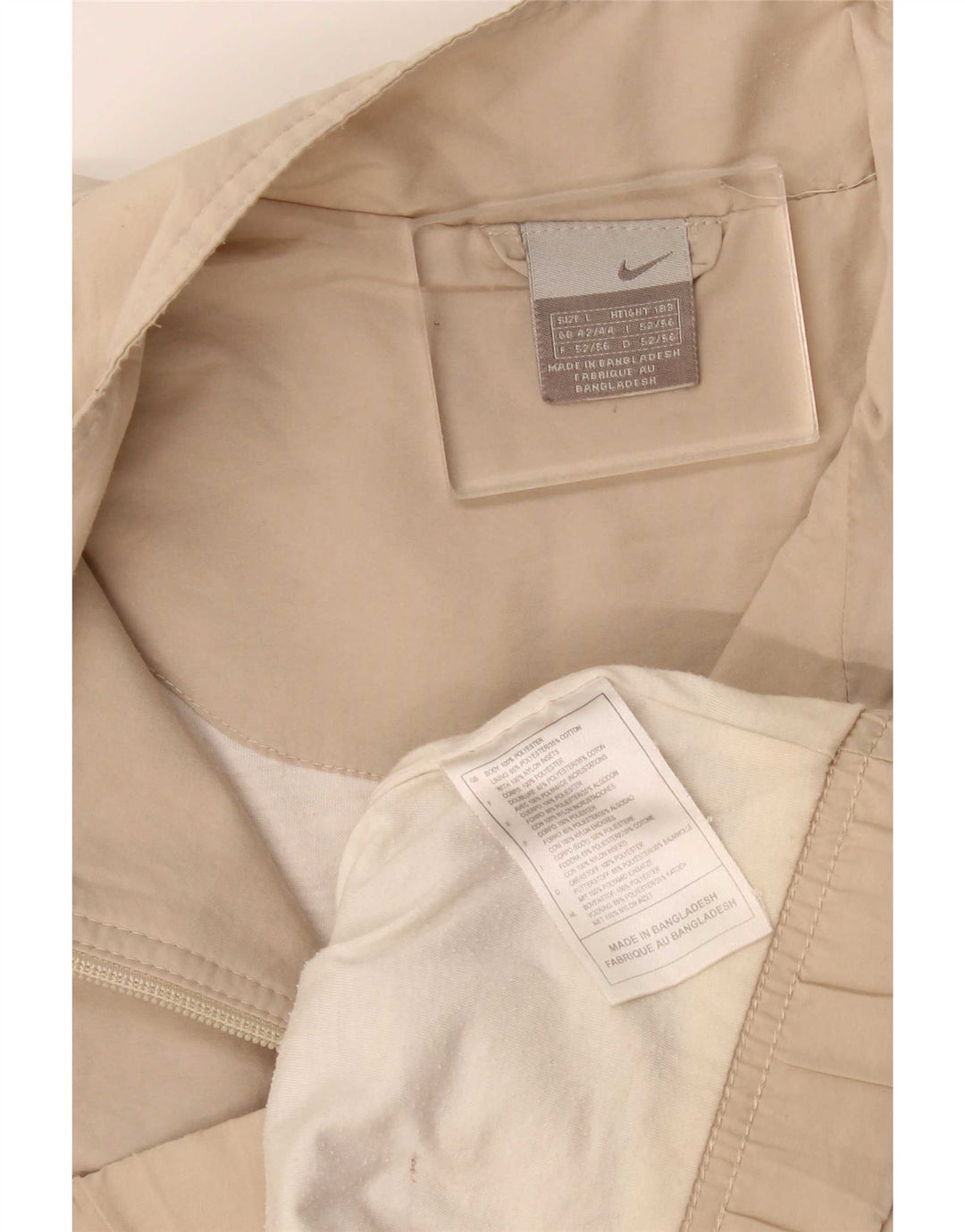 Nike træningsdragt til mænd, topjakke UK 42/44, stor beige polyester