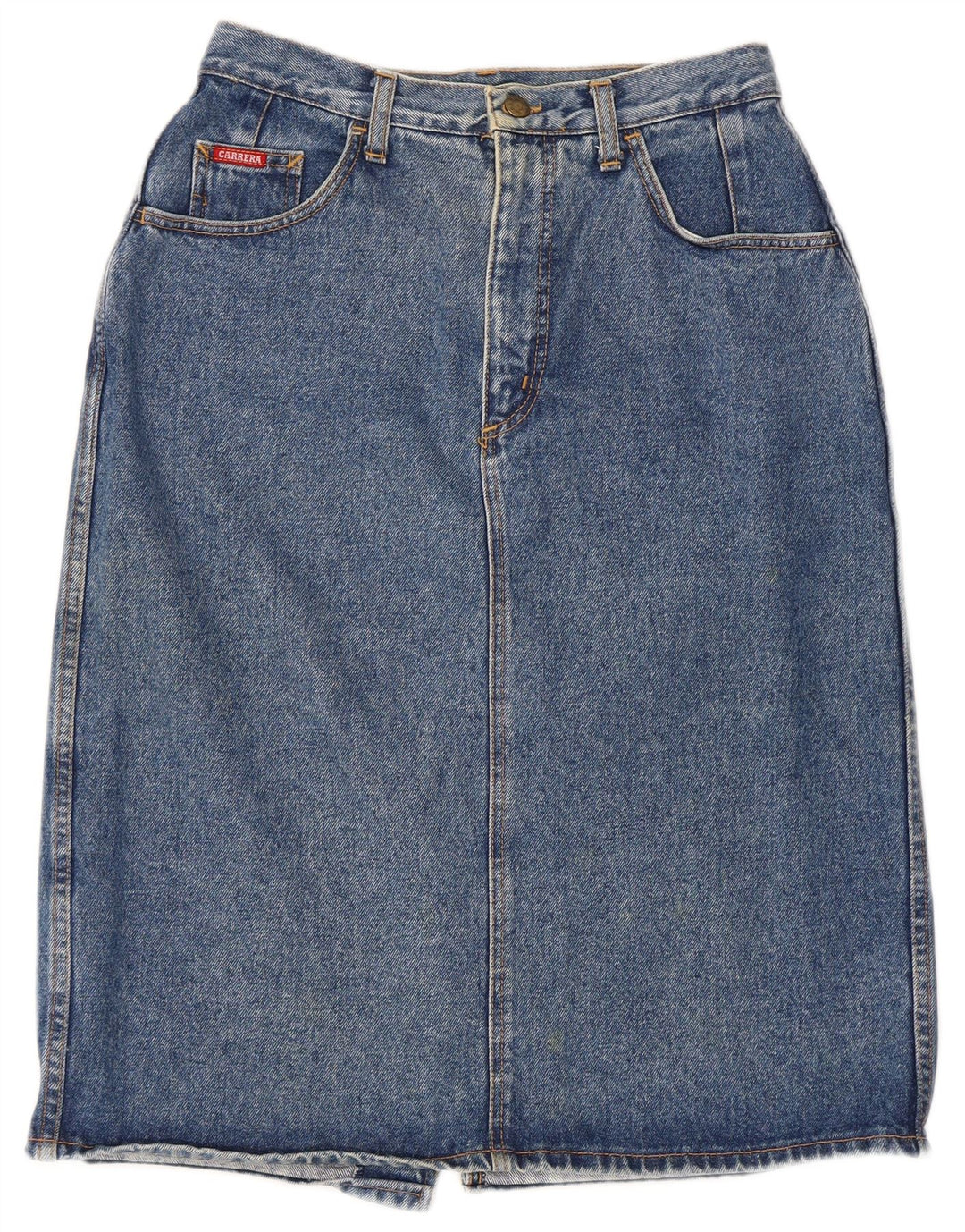 Carrera Midi-denimnederdel til kvinder W30 Medium Blue Bomuld