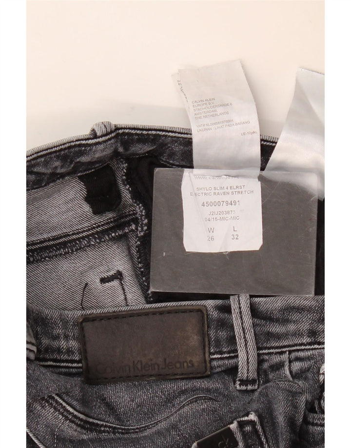 Calvin Klein Dame Slim Jeans W26 L29 Grå Bomuld