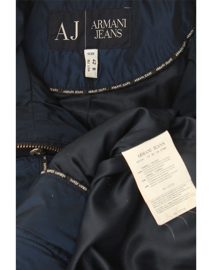Armani Jeans Dame Polstret Frakke EU 42 Large Navy Blue Polyester