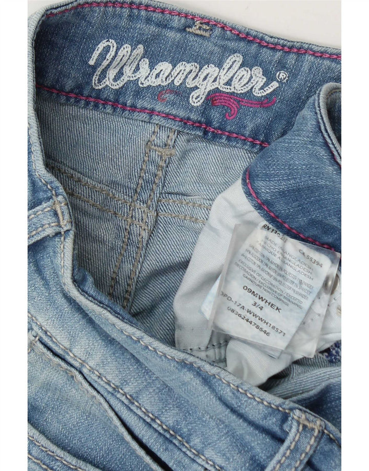 Wrangler grafiske denimshorts til kvinder US 3/4 Small W27 blå bomuld