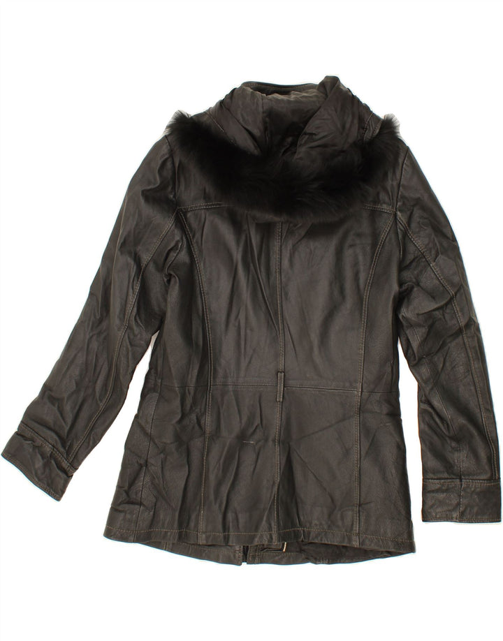 CONBIPEL Womens Hooded Leather Jacket IT 48 XL Black Leather Vintage Conbipel and Second-Hand Conbipel from Messina Hembry 