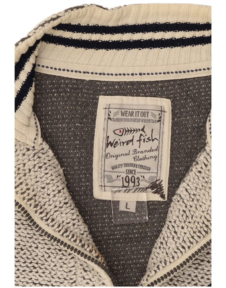 Weird Fish Herre Zip Neck Sweatshirt Jumper Large Grå