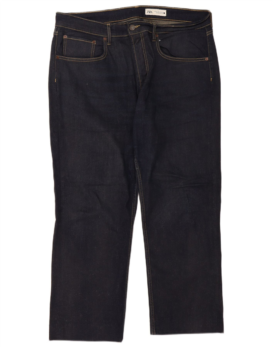 Zara Dame Straight Jeans EU 46 2XL W36 L27 Navy Blue