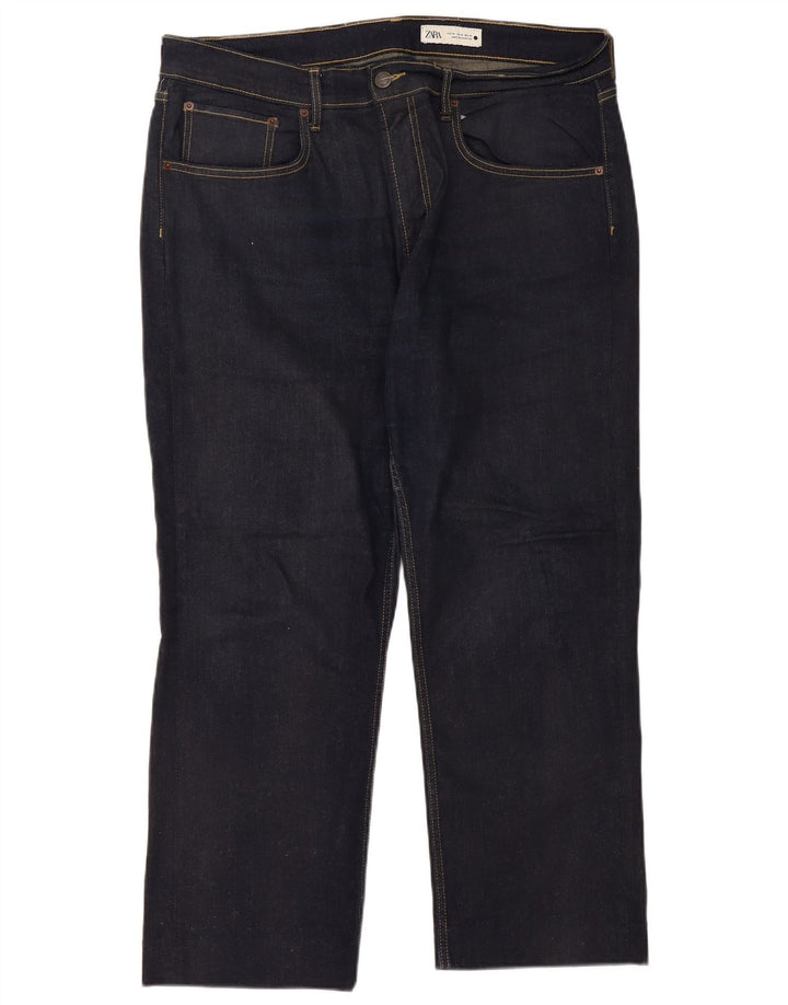 Zara Dame Straight Jeans EU 46 2XL W36 L27 Navy Blue