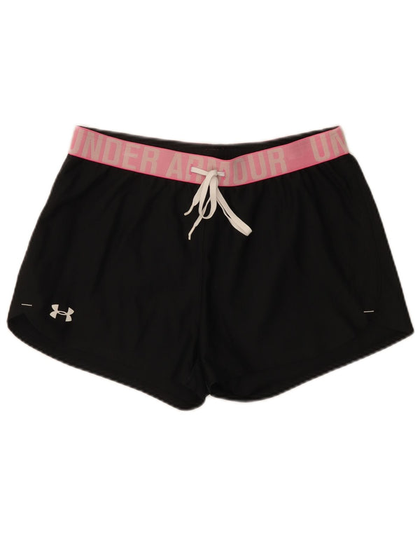 Under Armour Dame Heat Gear Graphic Sports Shorts UK 10 Small Black