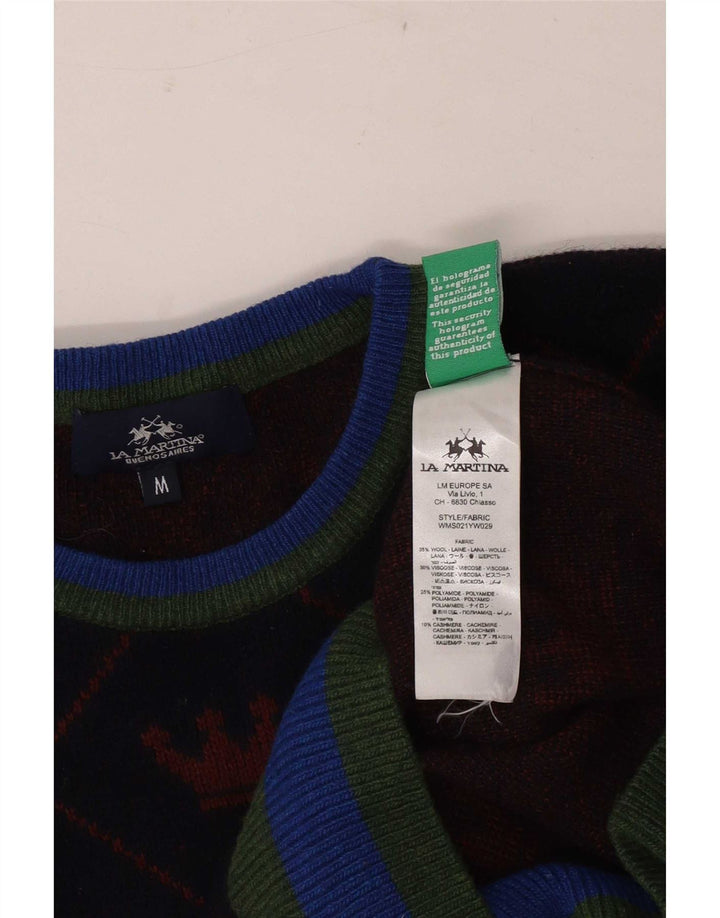 La Martina Herre abstrakt mønster rund hals sweater medium marineblå