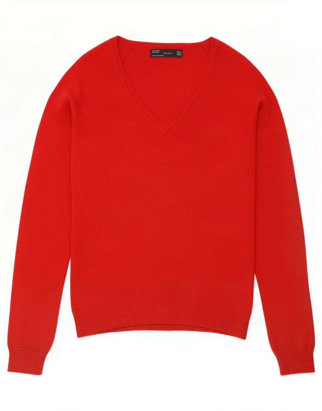 Zara Dame V-hals sweater UK 12 Medium Rød Bomuld