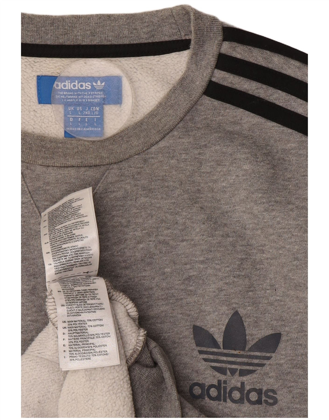 Adidas Sweatshirt-trøje til mænd, stor grå flækket bomuld