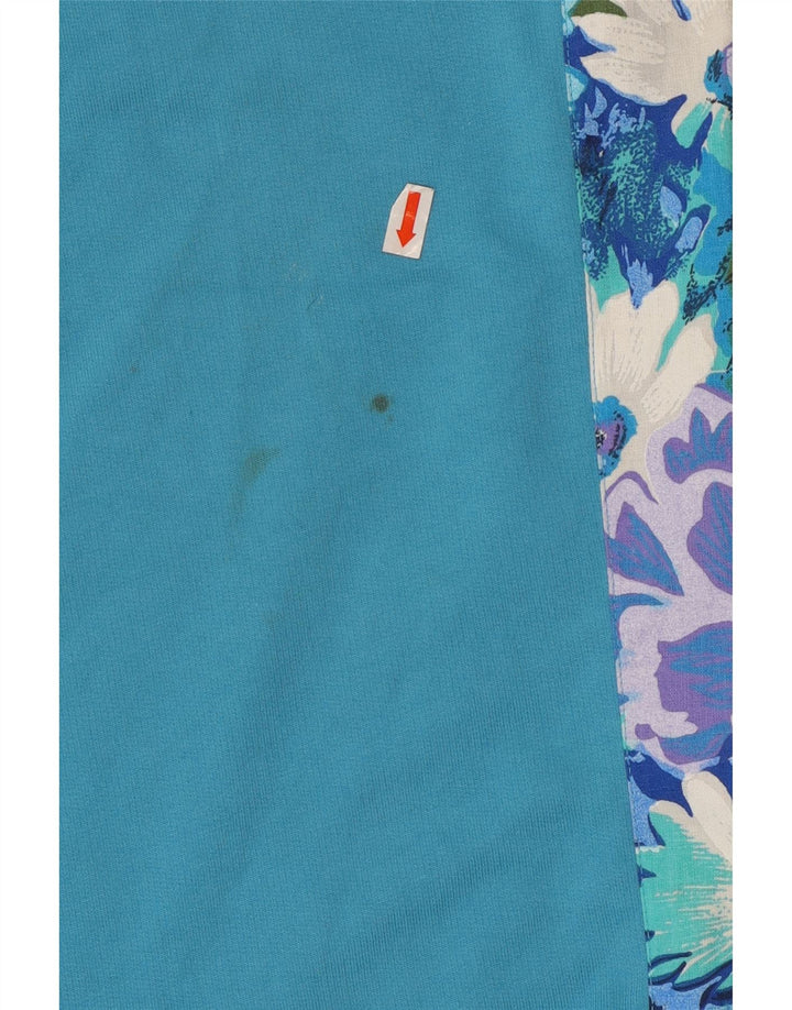 VINTAGE hel træningsdragt til kvinder UK 14/16 Large Blue Floral Polyester