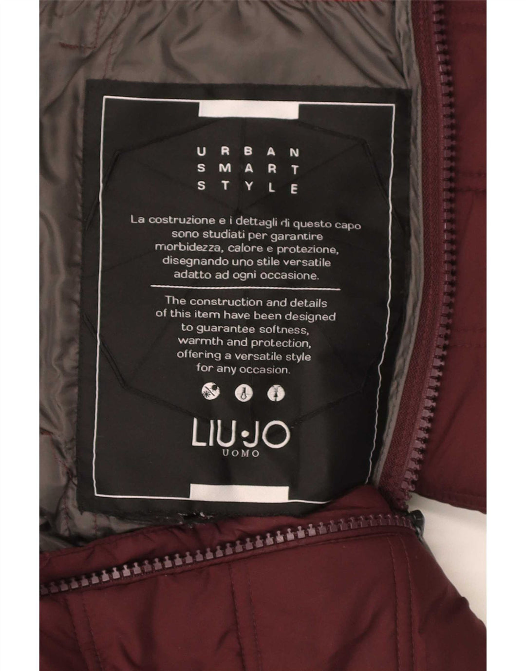 Liu Jo Herre hættepolstret jakke UK 38 Medium Burgundy Polyester