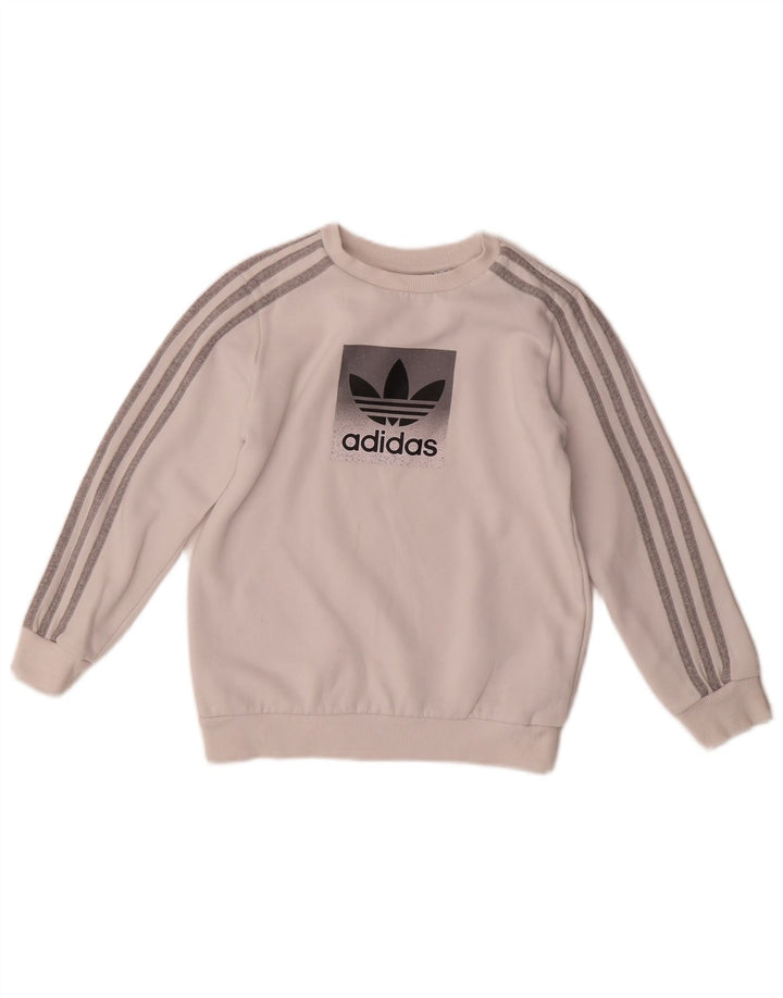 Adidas Boys Graphic Sweatshirt Jumper 9-10 år Hvid Bomuld