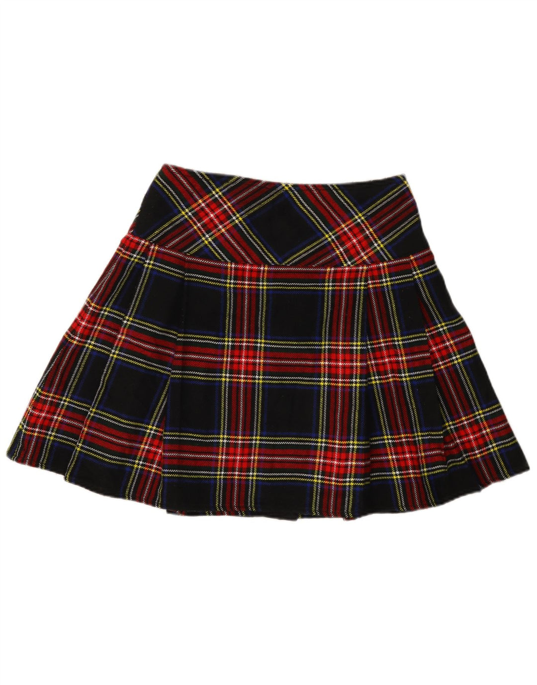 Vintage Kvinders Mini Wrap Nederdel W30 Medium Marineblå Plaid Akryl