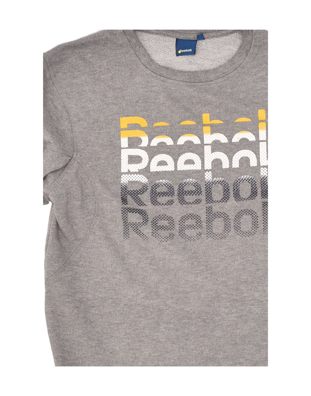 REEBOK Womens Graphic Sweatshirt Jumper UK 10 Small Grey Cotton | Vintage Reebok | Thrift | Second-Hand Reebok | Used Clothing | Messina Hembry 